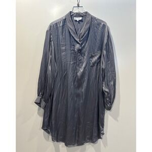 Soft Surroundings Silk Shirt Dress Gray Long Sleeve Tunic Womens Size 3X
